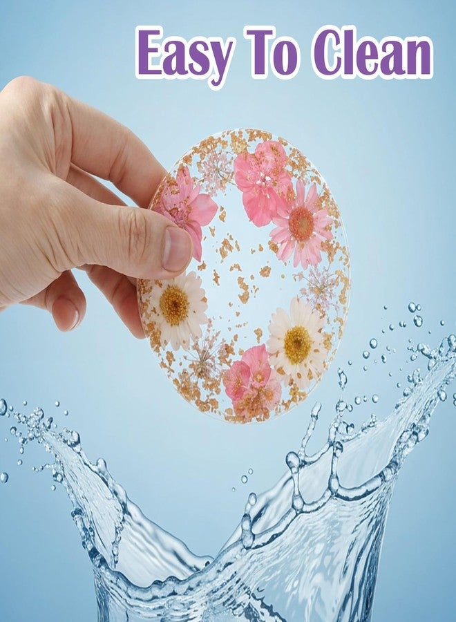 طقم قواعد أكواب زهور من كلاسيك سيالي، قطعتان، بتصميم زهور لطيف، 8.7 سم/3.4 بوصة، قواعد أكواب زهور من الراتنج غير قابلة للانزلاق، طقم قواعد أكواب مكتبية للنساء، قواعد أكواب لطيفة للمشروبات وطاولات القهوة والمكاتب الخشبية والمطابخ والبار والأكواب. - Image 4